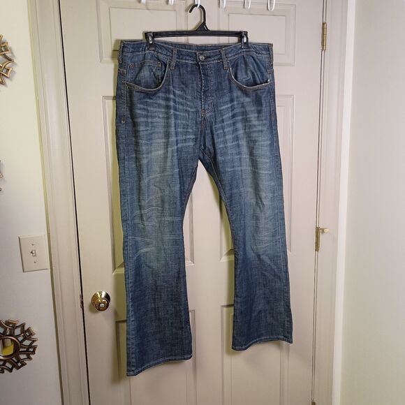 Buffalo David Bitton Mens Jeans 42x32 Dark Wash King Straight Leg Button Fly - Picture 1 of 7